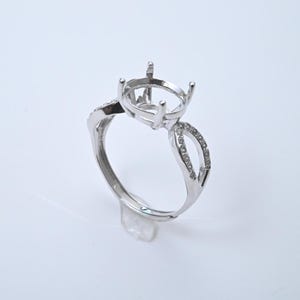 Sterling Silver Pave Ring Setting, Round Ring Head, Claw Prong (4-8mm)