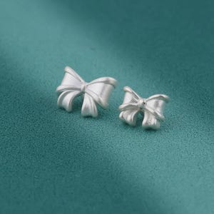 Sterling Silver Matte Bow Beads, Bowknot Bead, Bowtie Bead, Girly Bead, Butterfly Bow Bead, Bracelet Spacer, Bow tie Bead, Cute Bow Bead