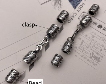 30pcs Sterling Silver Cloud Leather Cord End Cap, End Cap Connector, Double Barrel Bead Hook Clasp, Bracelet Cord End Cap Clasp