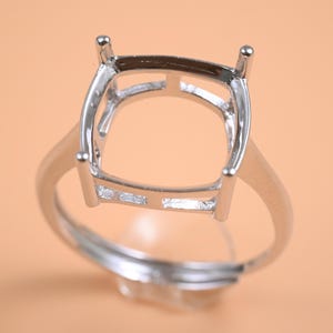 Sterling Silver Square Solitaire Ring Setting, DIY Jewelry Finding for Gemstone, Size 5-15mm