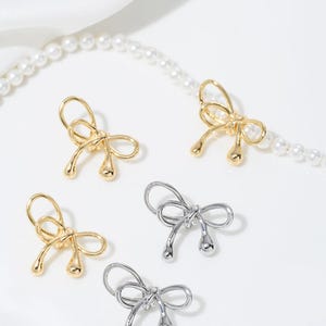 14K Gold Plated Bowtie Charm Pendant, Bowknot Bracelet, Ribbon Necklace, Delicate Earring, Small Charm, Bow Jewelry, Butterfly Knot Charm