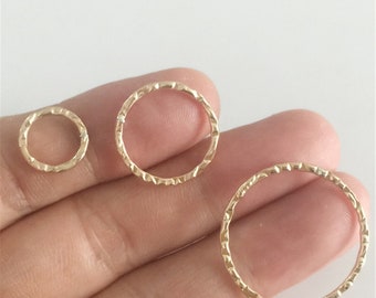 14K Gold Filled Closed Round Twist Jump Rings , Gold Filled Closed Circle Jump Ring Connector for Bracelet Necklace 11mm 18mm 25mm