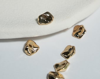 14K Gold Plated Irregular Beads, Geometric Bracelet Spacer