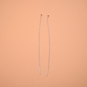 Örhängesträdare i sterlingsilver med kabelkedja och nål, örhängesträdare i 925 silver, mattfri örhängesträdare 90 mm