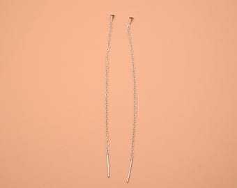 Sterling Silver Cable Chain Threader Earrings, 90mm