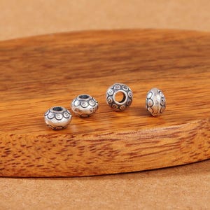 Sterling Silver Lantern Beads, Round Bead, Tribal Bead, Vintage Bead, Indigenous Bead, Bracelet Spacer, Ethnic Bead, Craft Bead 5mm 7mm