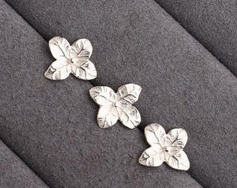 Sterling Silver Flower Charm, 3D Floral Pendant with Loop, DIY Bracelet Necklace Jewelry Findings