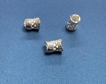 Sterling Silver Fish Tube Bead, Bracelet Spacer, 6mm