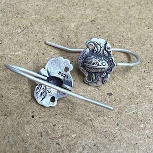 Sterling Silver Frog Earring Hooks, s925 Silver Lotus Leaf Earring Hooks For Jewelry Making, Animals Ear Hooks with Loop, Vintage Ear wire