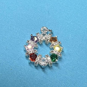 14K Gold Plated Zircon Round Charm, DIY Jewelry (16mm)