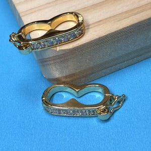 14K Gold Plated Shortener Enhancer Clasp for Pearl Bracelet Necklace, Gold Tone Pearl CZ Zircon Clasp, Pearl Shortener Clasp