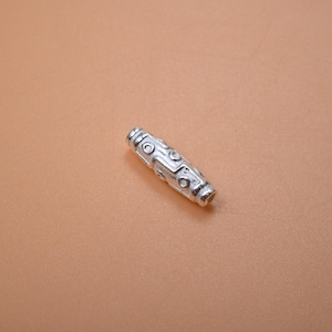 Cuentas retro de plata esterlina, cuentas colgantes alargadas gruesas de estilo tibetano - Cuentas Mala - Cuentas colgantes Diz largas de plata 925, Cuentas de oración Mala