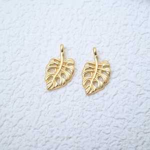 14K Gold Plated Leaf Charm, Copper Pendant