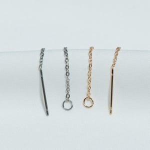 Stainless Steel Precision Ear Thread With Open Loop,Gold Plated Long Threader Earring, Ear Cuffs Chain, Ear Wire, Earring Settings 90mm