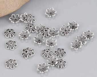 Sterling Silver Flower Bead Caps, 6mm Bead Caps, s925 Silver Floral Bead Caps voor het maken van sieraden, Bulk Spacer Beads Caps