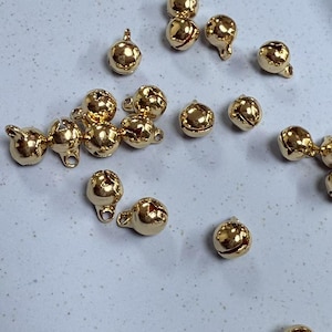 50pcs Gold Plated Bell Charm, Gold Tone Bell For Jewelry Making Supplies, Bracelet Bell Charms, Necklace Bell Charms, Pet Bell Charms