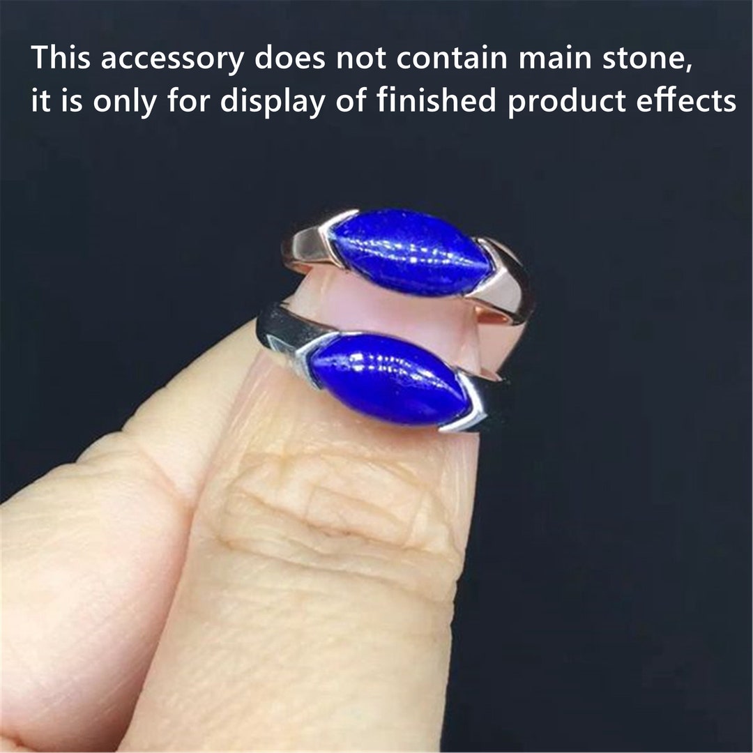 Sterling Silver Marquise Ring Setting, Oval Ring Head, 925 Silver Ring Bezel Setting With Pave