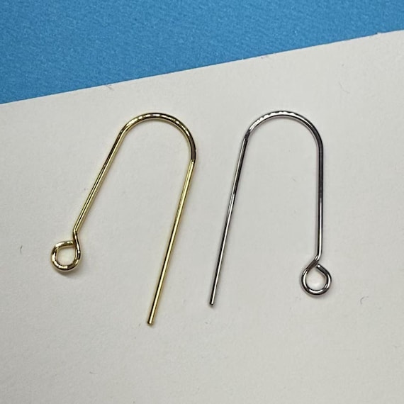 14k Gold Plated Ear Wires, Silver Tone U Shape Ear Hooks