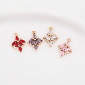 Gold Plated CZ Diamond Charm Pendant, Gold Tone CZ Pave Zircon Rhombus Charms, Geometric Pendant For DIY Jewelry Making Supplies 18*13mm