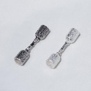 S925 Sterling Silber Endkappe, Lederband mit Wolken Muster