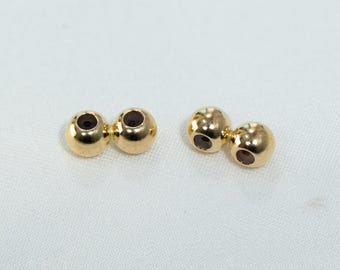 14K Gold Filled Silicone Lined Stopper Beads, 3mm 4mm