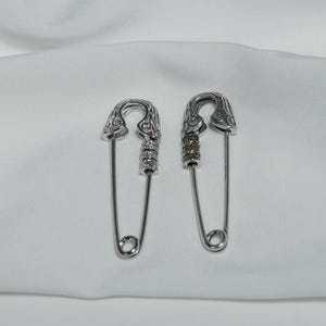 Sterling Silver Safety Pin Pendant, Tibetan Brooch Charm