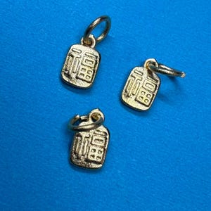 10pcs 14K Gold Tone Lucky Word Charm Fu, Gold Tone Good Fortune Charm, Tag Lucky Charm, Lucky Geometry Tag Charm For Jewelry Making Supplies