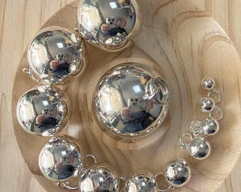 Sterling Silver seamless Round Ball Charm 5mm 6mm 7mm 8mm 10mm 12mm 14mm 16mm 18mm 20mm 22mm 24mm For Jewelry Making Supplies,Earring Charm