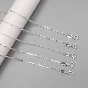Sterling Silver Adjustable Curb Chain w/ Clasp,Box Necklace,Minimalist Bead Necklace,Dainty Chopin Chain,Grid Chain, Collarbone Jewelry 18&quot;
