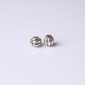 Sterling Silver Pumpkin Beads, Tribal Bead, Diamond Cut Bead, Bohemian Bead, Lantern Bead, Corrugated Bead, Bracelet Spacer 10.7*10.2mm