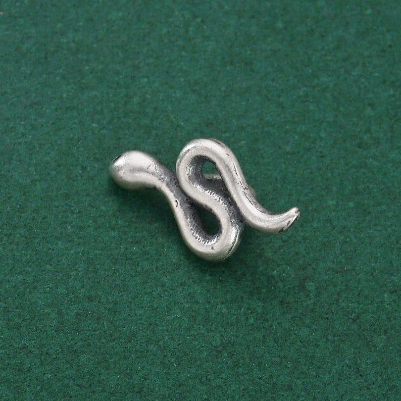 Sterling Silver Snake Button, Matte Jewelry Connector - Etsy
