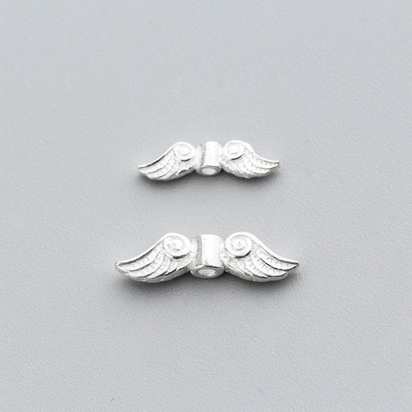 Sterling Silver Angel Wing Beads, Silver Wing Spacer Beads, Necklace Angel Wing Beads, Bracelet Angel Wing Beads, Angel Wing Spacer Beads