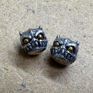 Sterling Silver Skull Bead, Spooky Bead, Macabre Bead, Gothic Bead, Bracelet Spacer, Horror Bead, Sinister Bead, Halloween Bead