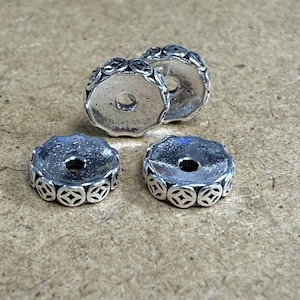 Sterling Silver Coin Flat Round Beads, Wealth Bead, Fortune Bead, Riches Bead, Money Bead, Bracelet Spacer, Rondelle Bead, Prosperity Bead