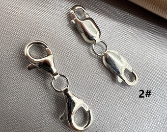 Sterling Silver Double Lobster Clasps, S925 Silver Trigger Claw Clasps, Spring Clasp, Necklace / Bracelet Clasp  8mm 9mm 10mm 11mm 12mm