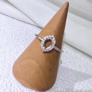 Sterling Silver Teardrop Ring Setting, Water Drop Design (4x6mm)