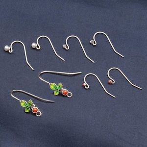 Sterling Silber Emaille Blatt Ohrring Haken, s925 Silber Ohrring Haken Für Schmuckherstellung, Baum Blatt Ohrring Haken mit Schlaufe, Pflanzen Ohr Draht