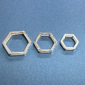 Sterling Silver Hexagon Bead Frames , 925 Silver Bead Geometric Frames for Necklace Bracelet Bead 8mm 10mm, Hexagon Bead Frames