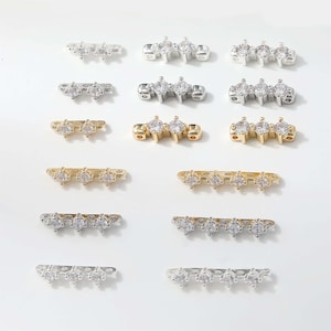 14K Gold Plated CZ Bar Connector Charm, Gold Tone Bar Bead Spacer w/ Two Three Four Five Loops For Necklace Bracelet,Jewelry Making Supplies