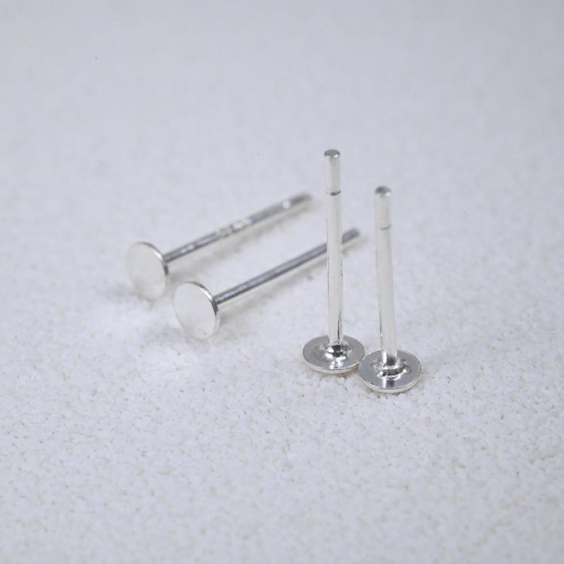 Tiges de boucle d'oreille en argent sterling, coussin plat, composant de boucle d'oreille DIY image 1