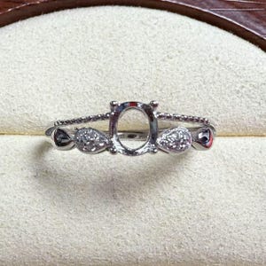 Sterling Silver oval Ring Setting, oval Ring Head, 925 Silver Ring Prong Setting W/Claw, Pave Ring Setting, Ring Band 4*5 4*6 5*6mm