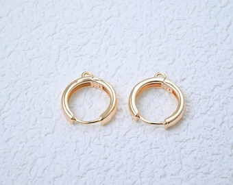 14K Gold Plated Earring Hoops with Loops, DIY Earring Component