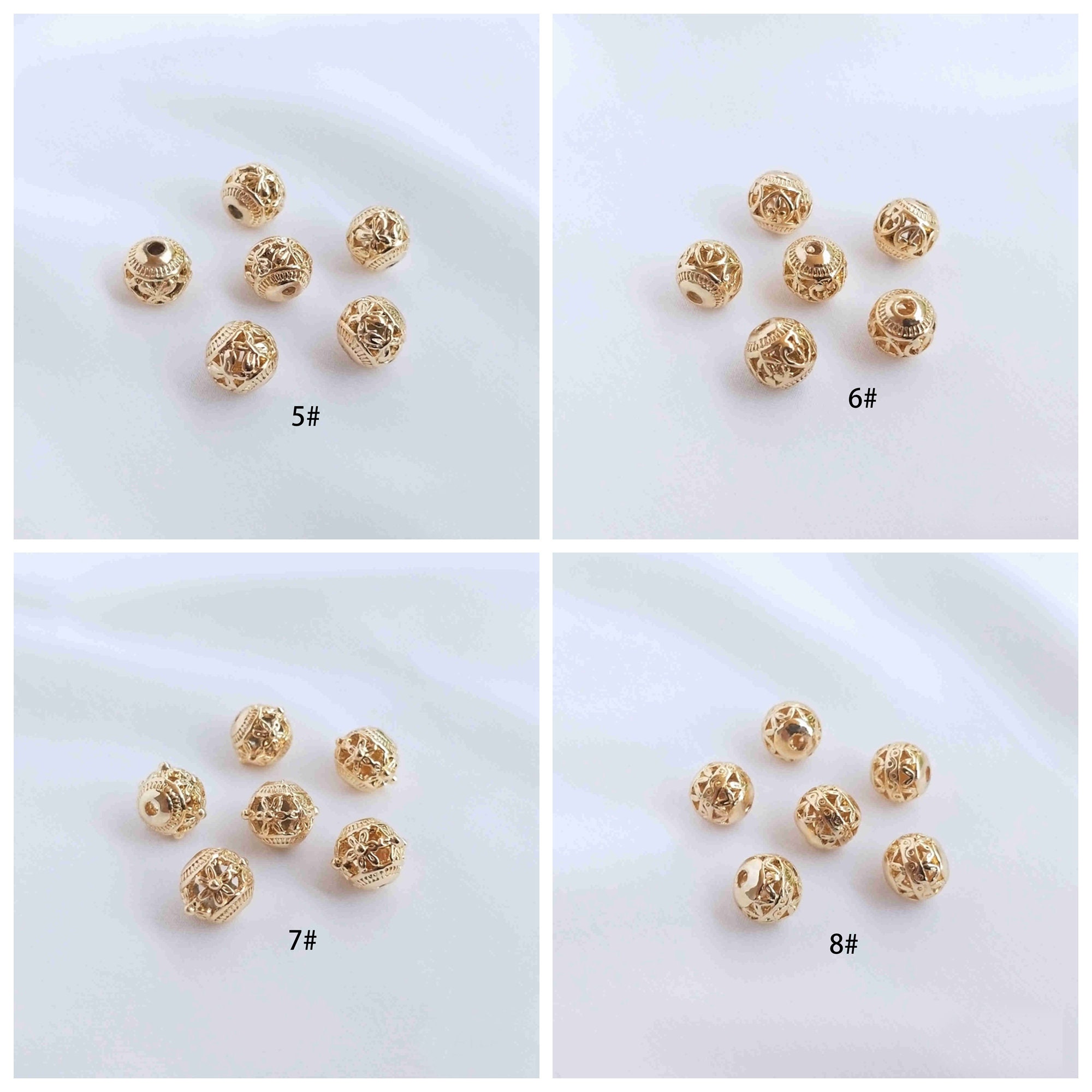 10pcs 14K Gold Plated Round Beads Gold Tone Good Fortune - Etsy