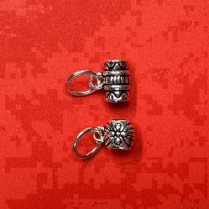 Sterling Silver Four Leaf Flower Tube Beads w/ Bail, Silver Flower Smart Beads, Large Hole Tube Stopper Bead, Bail Bead Charm, Necklace Bead