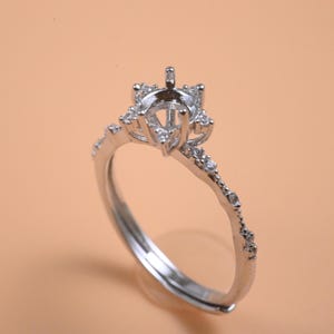 Anillo de plata de ley con engaste redondo, cabeza de anillo redonda, engaste de garra de anillo de plata 925, anillo de flor, banda de anillo de 5 x 5 mm, 6 x 6 mm, 8 x 8 mm