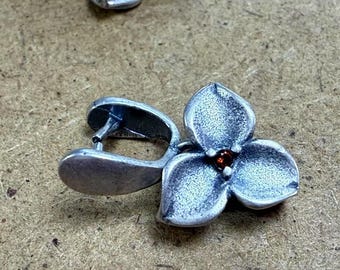 Sterling Silver Flower Pinch Bail, Pendant Jewelry Supply