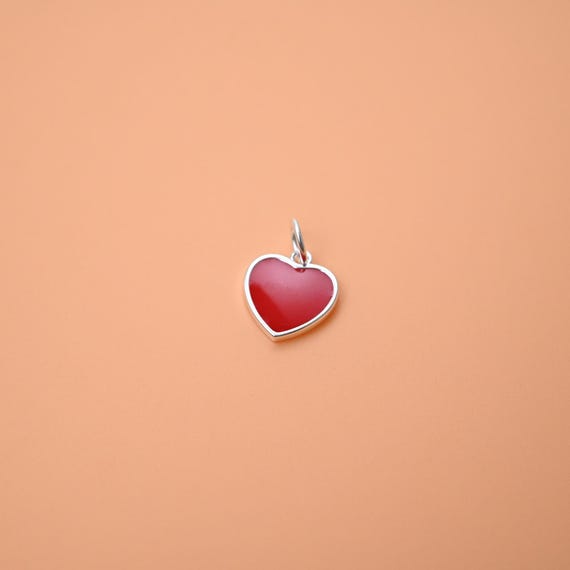 Sterling Silver Heart Charm Pendant, Romantic Jewelry