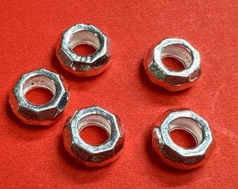 Cuentas facetadas de plata de ley con corte de diamante, 7,6 mm