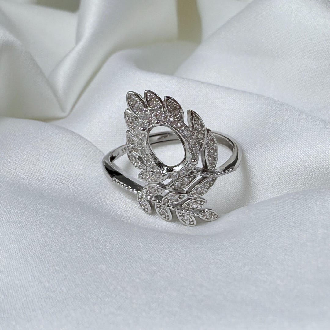 スターリングシルバーオーバルリングセッティング、オーバルリング