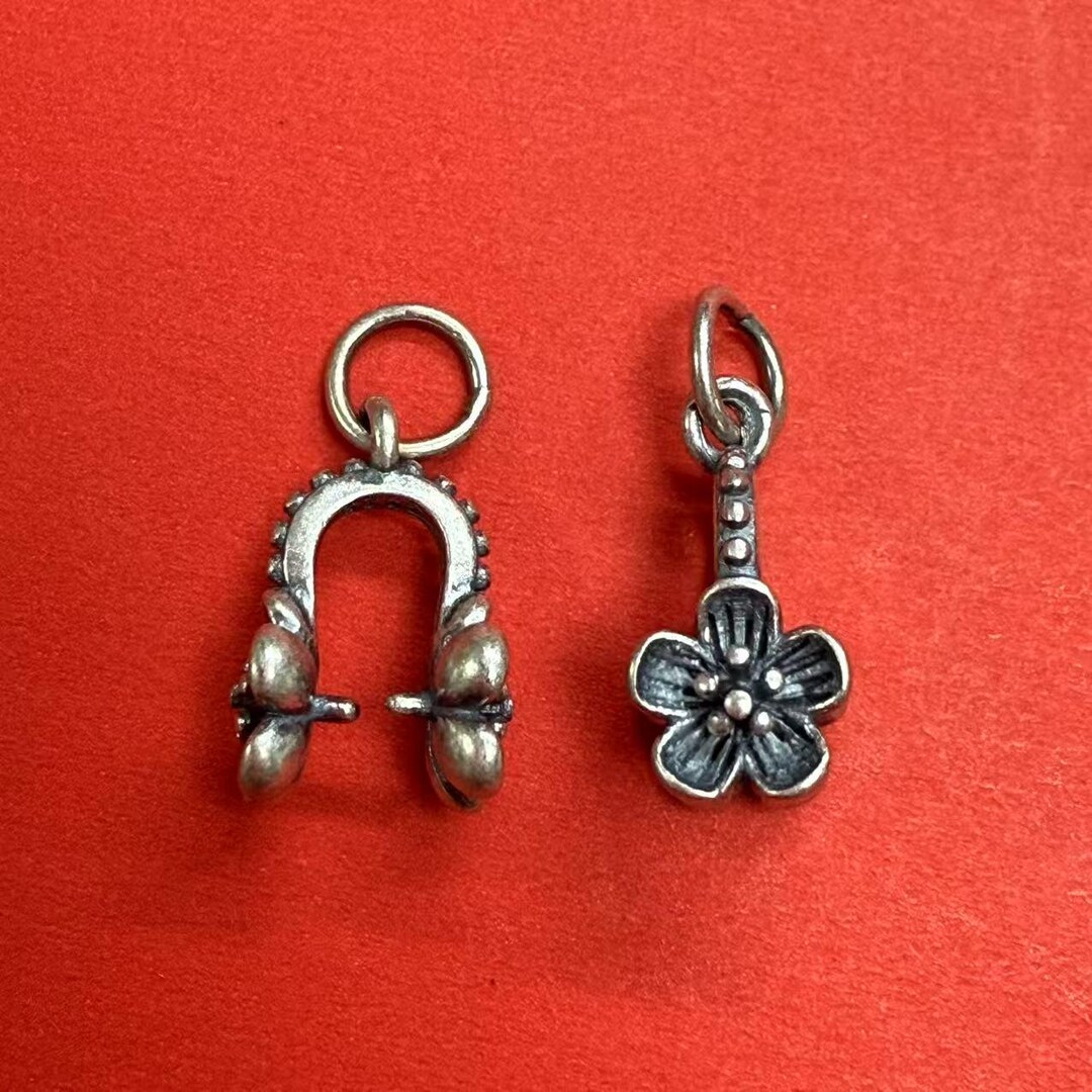 Sterling Silver Flower Pinch Bails, Silver Floral Pinch Bail, Pendant ...